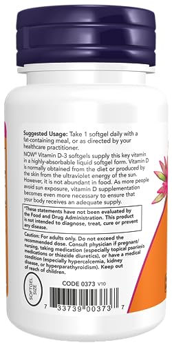 NOW Supplements, Vitamin D-3 5,000 IU, High Potency, Structural Support*, 240 Softgels - Image 7
