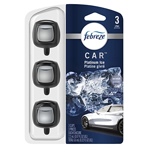 Febreze Car Air Fresheners, Platinum Ice Scent, Odor Fighter for Strong Odor, Car Vent Clips (3 Count) - Image 3