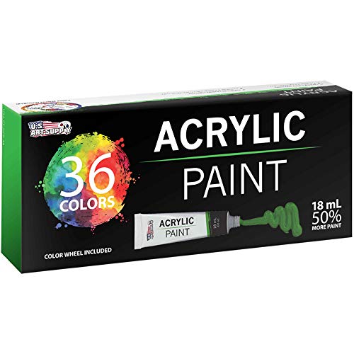 U.S. Art Supply Professional 36 Color Set of Acrylic Paint in Large 18ml Tubes - Rich Vivid Colors for Artists, Students, Beginners - Canvas Portrait Paintings - Color Mixing Wheel - Image 4